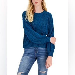 NWT Hippie Rose Chenille Cable-Knit Sweater